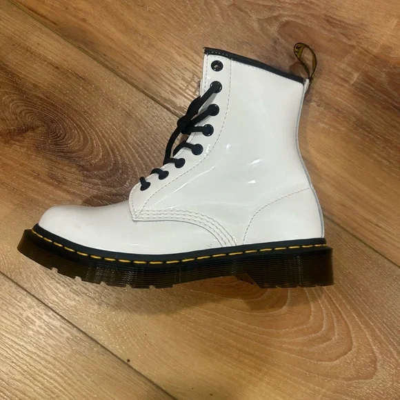 Dr. Martens White Boots with Black Laces - Picture 2 of 5